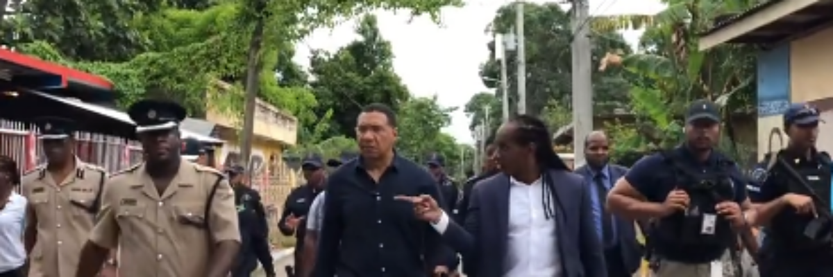 PM Holness tours Gregory Park following uptick in violence at the weekend